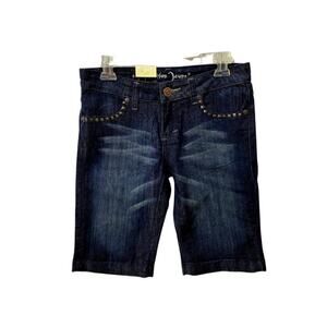 NWT Friction Denim Embroidered Pocket Bermuda Jean Shorts Size 5